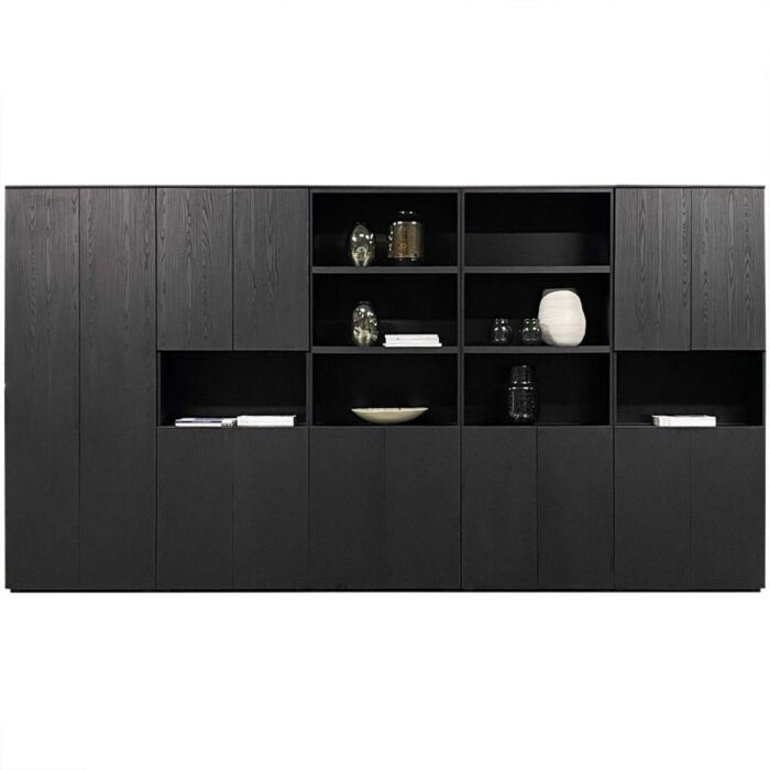 Boekenkast Charm 80cm Zwart 3 Open vakken 2 Deuren