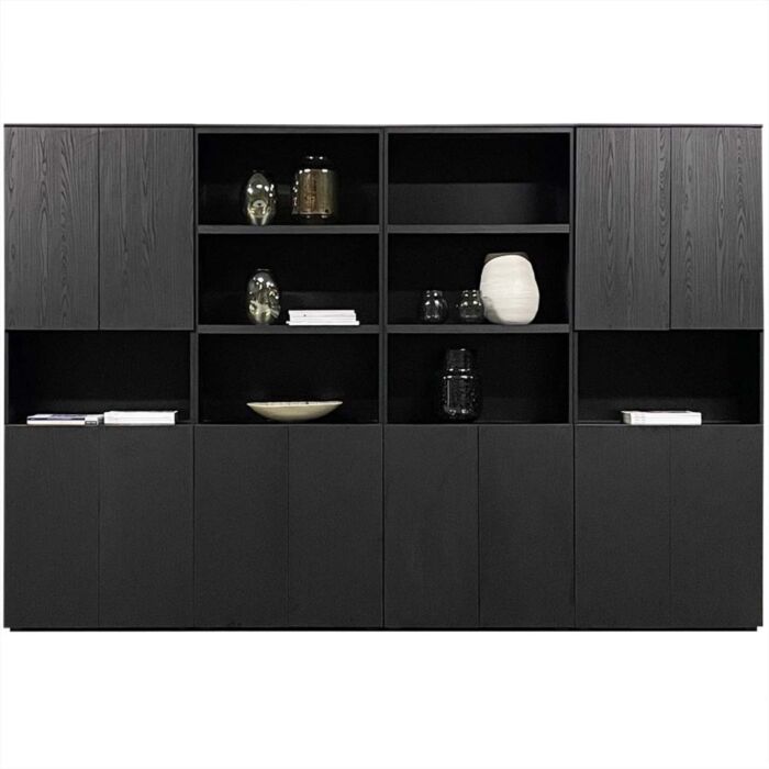 Boekenkast Charm 80cm Zwart 3 Open vakken 2 Deuren