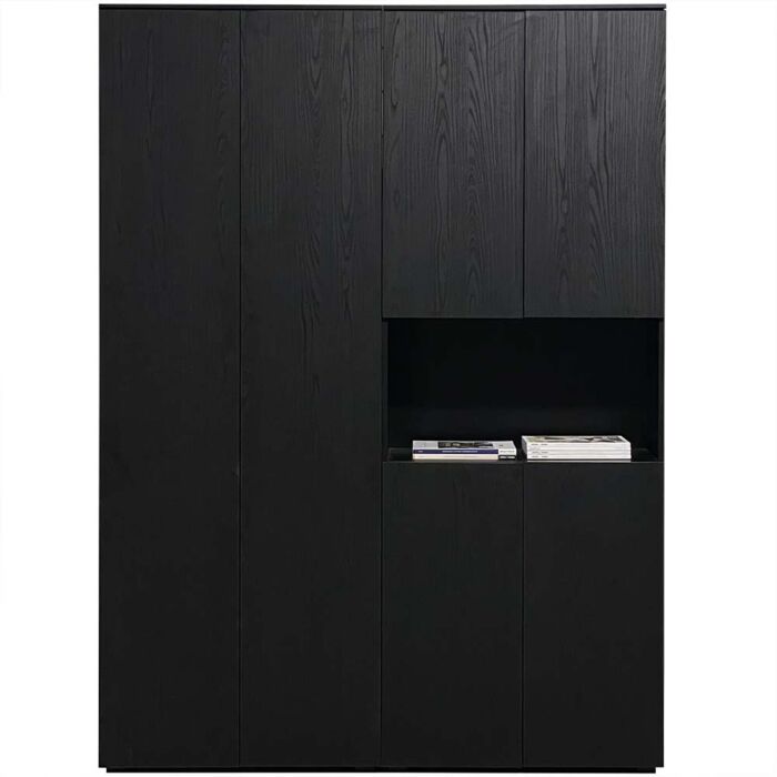 Boekenkast Basic Libara 80cm Zwart 1 Open Vakken 