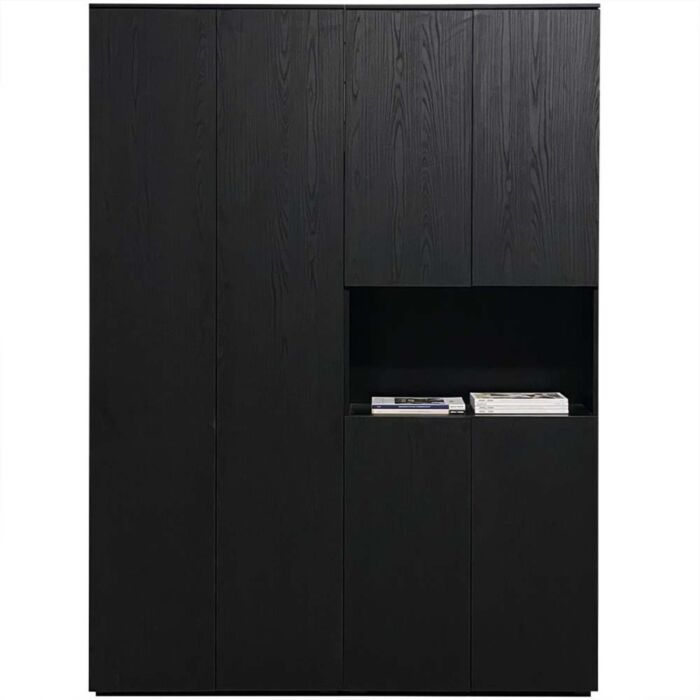 Boekenkast Charm Hoog 80cm Zwart 2 Lange Deuren