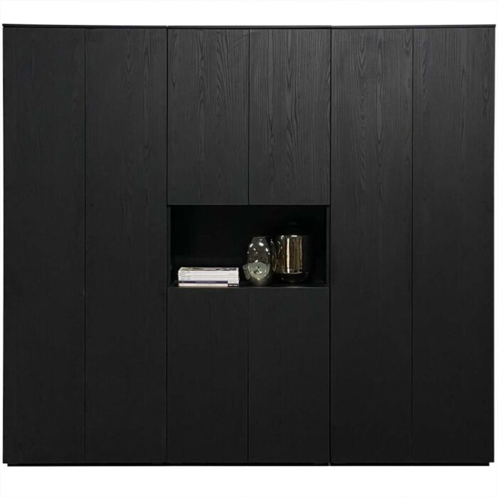 Boekenkast Charm Hoog 80cm Zwart 2 Lange Deuren