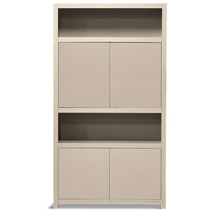 Boekenkast Juwel Taupe 120cm 4 Deuren 2 Open Vakken Eiken