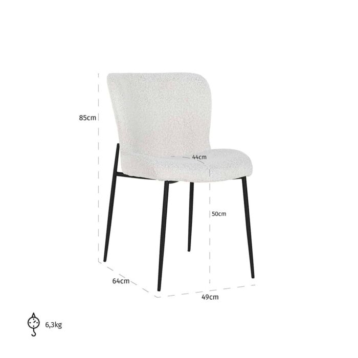 Stoel Darby white bouclé / black