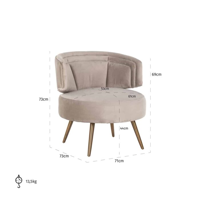 Fauteuil Hazel Khaki Velvet Fire Retardant