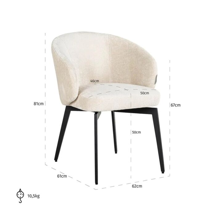 Stoel Amphara White Chenille Fire Retardant