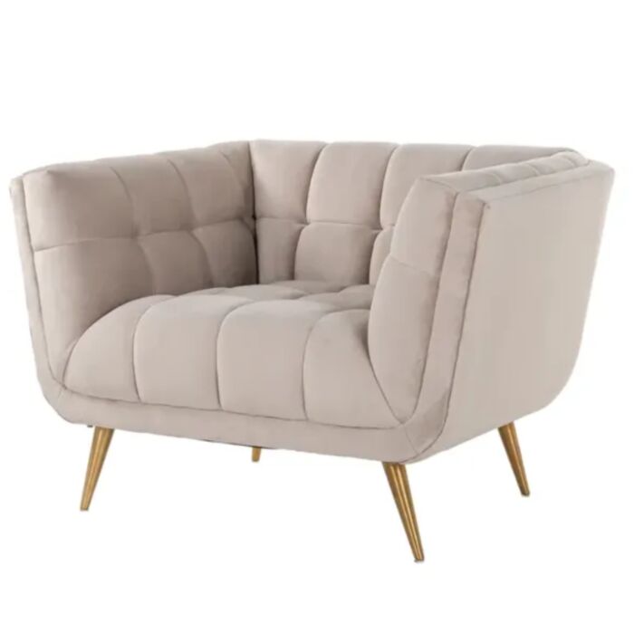 Fauteuil Huxley Khaki velvet / Brushed gold