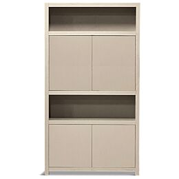 Boekenkast Juwel Taupe 120cm 4 Deuren 2 Open Vakken Eiken
