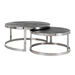 Richmond Interiors Salontafel Blackbone silver set van 2  Black Rustic