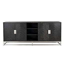 Richmond Interiors Dressoir Blackbone Silver 4-deuren + open vak Black rustic