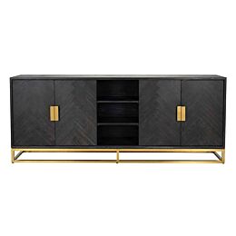 Richmond Interiors Dressoir Blackbone Gold 4-deuren + Open vak